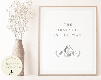 El obstáculo es el camino, Ryan Holiday, Regalo para estoico, Arte estoicista, Cita de Aurelius, Motivacional, Muro positivo, Muro de carteles de filosofía
