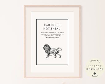 Winston Churchill, Cita motivacional, Arte histórico, Personaje famoso británico, Primer Ministro del Reino Unido, Póster inspirador, Decoración de pared imprimible