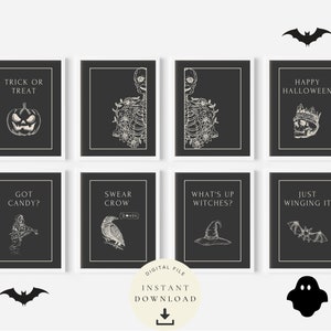 Halloween Prints, Halloween Wall Art, Halloween Funny Print, Trick or Treat Poster, What&#39;s Up Witches, Black And White Art, Home Decor