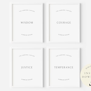 Stoic Sayings, Cardinal Virtues, Ancient Wisdom, Courage Quotes, Stoicism Prints, Philosophy Poster, Motivational Art, Inspirational Gift