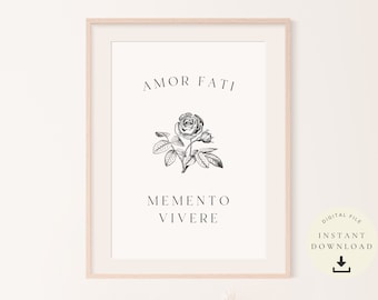 Amor Fati Print, Stoic Philosophy, Motivational Poster, Stoicism Art, Memento Mori, Inspirational Gift, Positive Quote, Philosophical