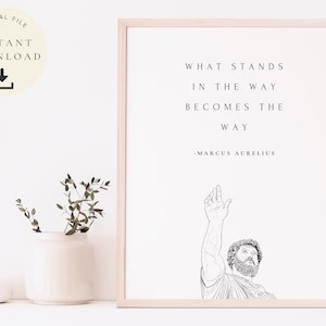 Stoicism Virtue, Marcus Aurelius Quote, Gift for Stoic, The Obstacle is the Way, Motivational, Inspirational, Philosophical Art, Philosophy