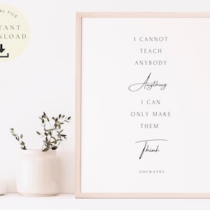 Greek Philosophy, Socrates Quote, Inspirational Print, Philosophical Art, Gift for Philosopher, Typography Poster, Classic, Minimal, White