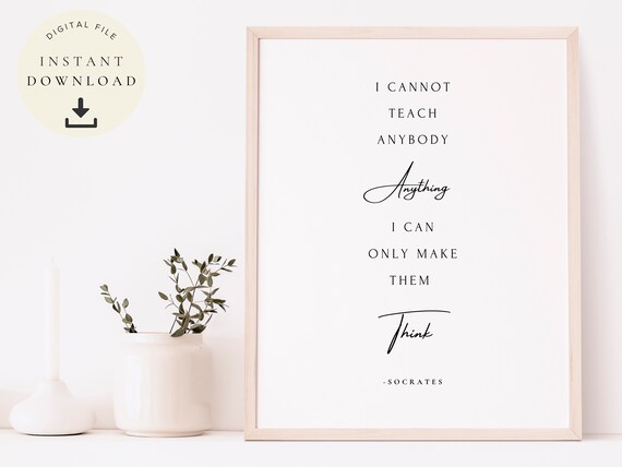 Greek Philosophy, Socrates Quote, Inspirational Print, Philosophical Art, Gift for Philosopher, Typography Poster, Classic, Minimal, White