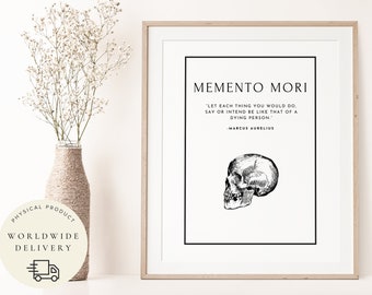 Memento Mori Poster, Print Stoic Quote , Marcus Aurelius Poster, Positive Wall Art, Roman History, Remember you will die, Minimalist Gift
