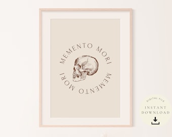 Memento Mori, Stoic Art, Stoicism Gift, Life and Death, Inspirational Saying, Macabre, Philosopher Wall, Philosophy, Latin Digital Print