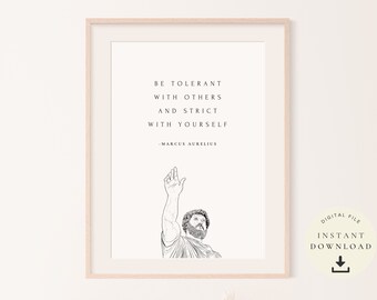 Stoicism Artwork, Art Marcus Aurelius, Stoic Poster, Philosopher Picture, Philosophical Prints, Motivational, Inspirational Gift, Statue