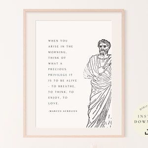 Aurelius Print, Stoic Meditations, Stoicism Gift, Philosophy Poster, Motivational, Inspirational Quote, Philosophical, Wall Art, Minimal
