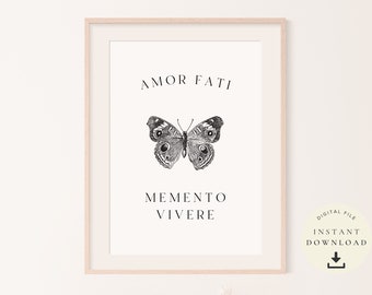 Memento Mori, Amor Fati Quote, Gift for Stoic, Motivational Prints, Stoicism Poster, Philosophical Art, Inspirational, Western Philosophy