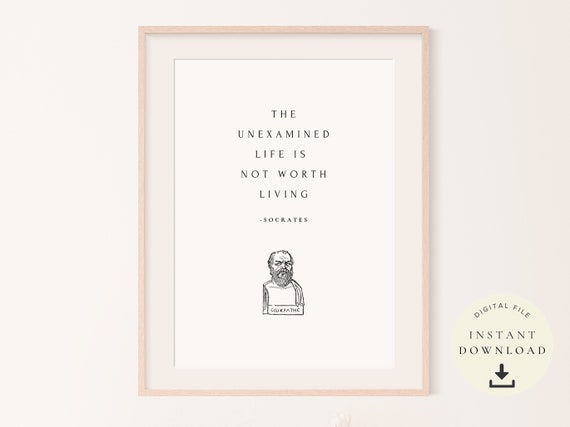 Socrates Philosopher, The Unexamined Life Poster, Philosophy Print, Great Quotes, Motivational Art, Ancient Greek, Statue Bust, Hellenic
