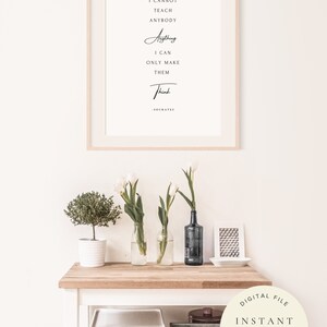 Filosofía griega, cita de Sócrates, lámina inspiradora, arte filosófico, regalo para filósofos, póster tipográfico, clásico, minimalista, blanco imagen 8