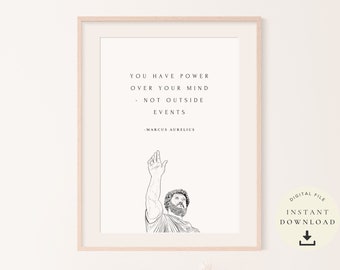 Stoisk väggkonst, Marcus Aurelius design, filosofins dekor, stoisk citat digitalt, filosofisk gåva, motivation, inspirerande