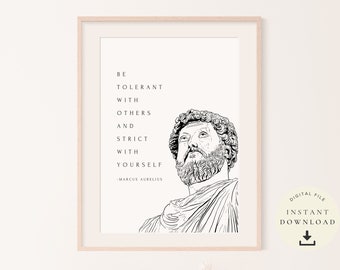 Meditaciones estoicas, arte mural de Marco Aurelio, cita estoica digital, póster motivacional e inspirador, regalo filosófico, filosófico