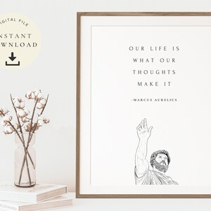 Inspirational Prints, Stoicism Poster, Marcus Aurelius Art, Stoic Quote, Motivational, Philosophy Gift, Philosophical, Positive Thoughts