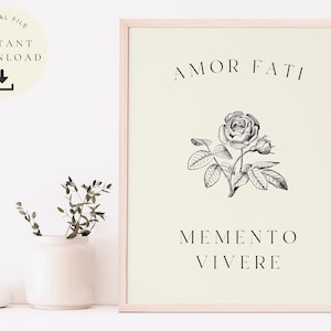 Amor Fati Print, Stoic Poster, Stoicism Gift, Inspirational Quote, Motivational Art, Philosophical, Ancient Philosophy, Roman History