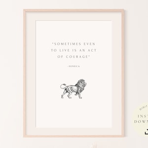 Stoicism Print, Seneca, Stoic Poster, Philosophy Quote, Motivational Art, Gift, Inspirational Saying, Philosophical, Roman, Ancient, White