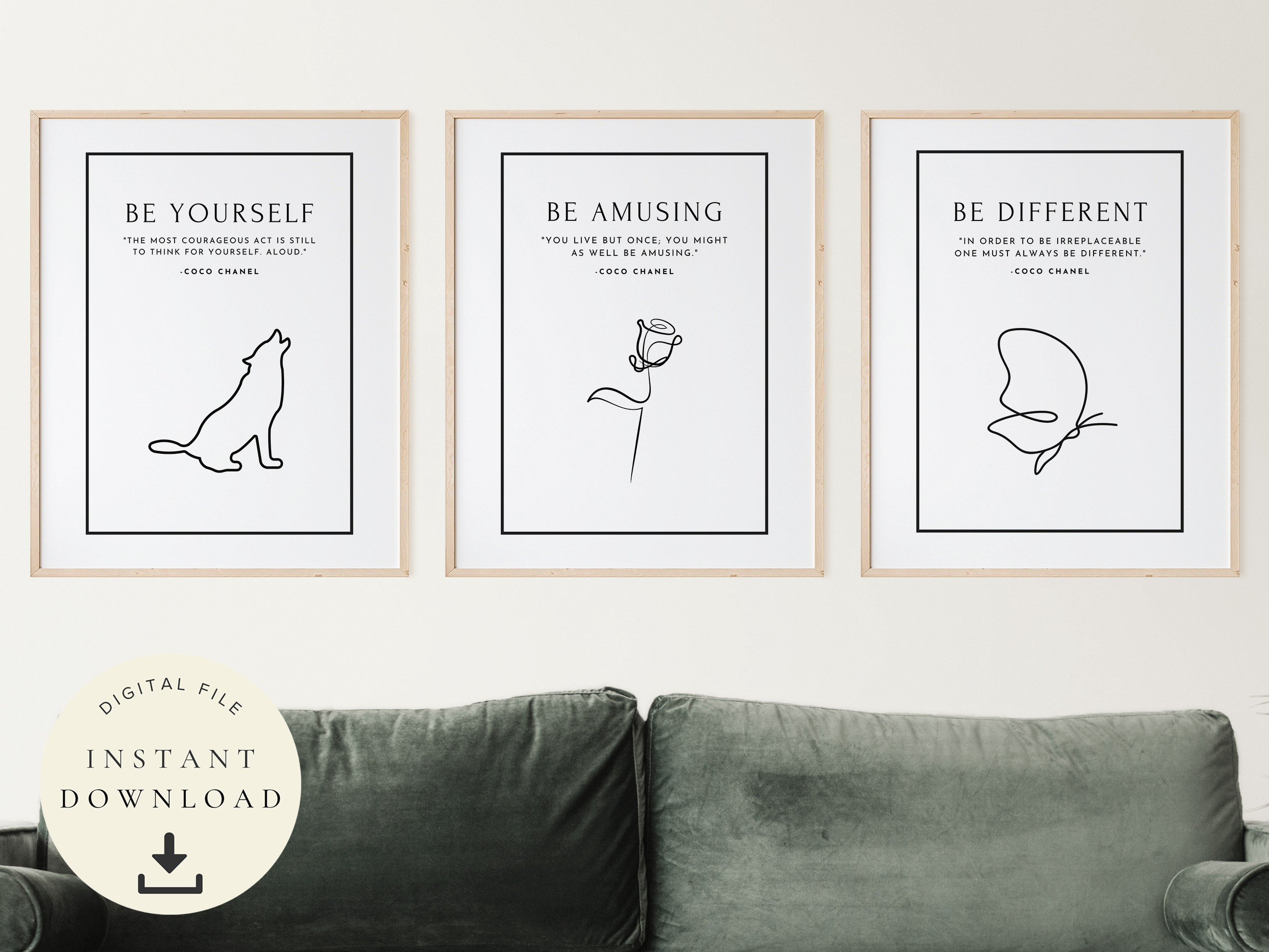 Set of 3 Coco Chanel Quote Prints