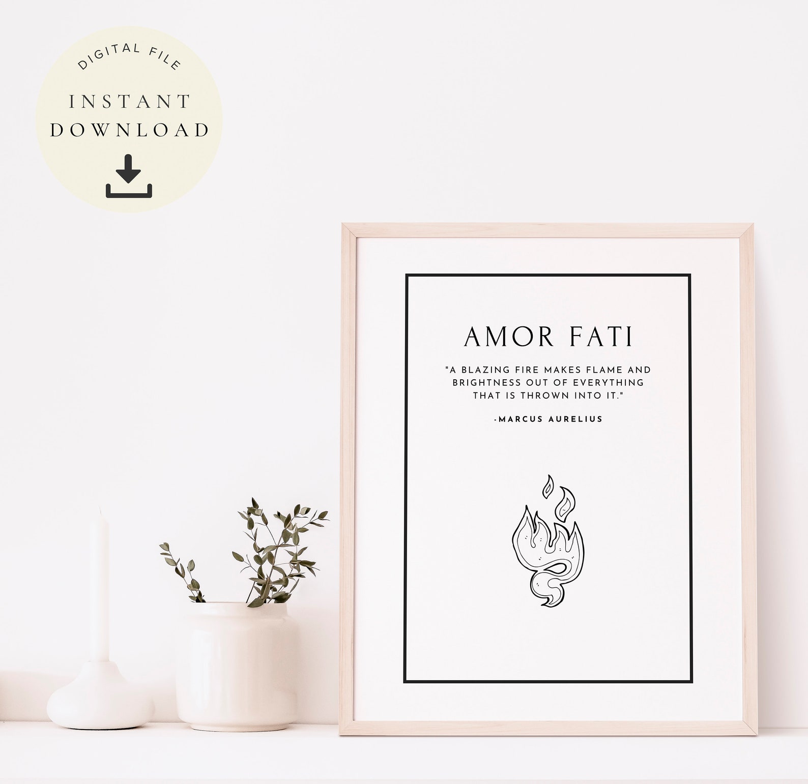Amor Fati Print Marcus Aurelius Art Stoic Affirmation Etsy