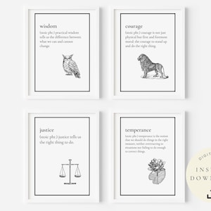 Stoic Saying, Cardinal Virtues Wisdom Quote, Stoicism Gift, Courage Philosophy, Motivational Poster, Inspirational Art, Philosophical Print