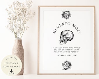 Memento Mori, Stoic Poster, Stoicism Print, Marcus Aurelius Quote, Motivational Quotes, Inspirational Saying, Occult, Ancient Wisdom Words