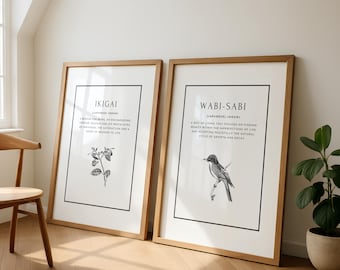 Ikigai Poster, Wabi Sabi, Japanese Gift, Zen Wall Art, Definition