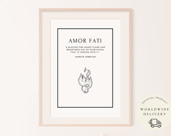 Affiche d'Amor Fati, philosophie de Marcus Aurelius, impression de l'amour du destin, mots de sagesse antiques, cadeau pour un amant stoïque, de grandes citations