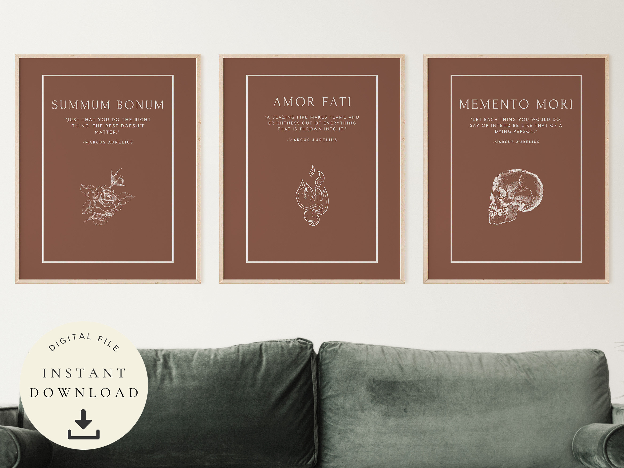 Marco Aurelio imprimible, Arte Amor Fati, Memento Mori, Virtud del estoicismo, Regalo para estoico, Diseño de filosofía minimalista, Motivacional