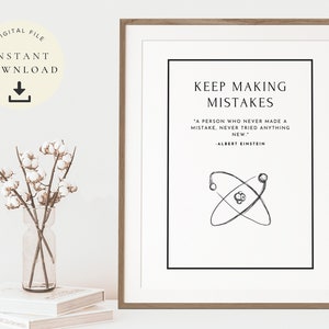 Albert Einstein, Mathematics, Science Teacher Gift, Brainy Quote, Physics Wall Decor, Art Poster, Friend Gift, Scientist Print, Minimal