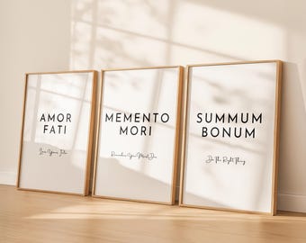 Stoic Philosophy Art Prints, Set of 3 (Digital Download), Marcus Aurelius, Inspirational, Meditations