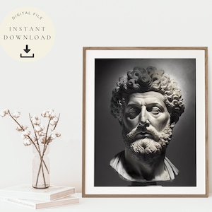 Marcus Aurelius Portrait, Gift for Stoic , Roman Emperor Print, Meditations Author, Inspirational Art, Historical Poster, Motivational