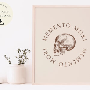 Memento Mori, stoische Kunst, Stoizismus Geschenk, Leben und Tod, inspirierender Spruch, makaber, Philosophenwand, Philosophie, lateinischer Digitaldruck