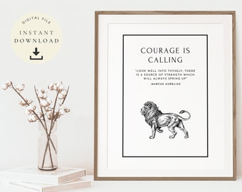 Ryan Holiday, Courage is Calling, Stoic Art, Marcus Aurelius Quote,  Stoicism Poster, Book Cover, Motivational Wall Art, Philosophy Wall