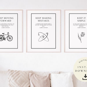 Albert Einstein Art, Physics Quote, Graduation Gift, Theory Of Relativity, Motivational Poster, Printable Wall Decor, Inspirational Science