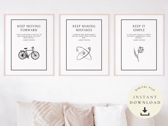 Albert Einstein Art, Physics Quote, Graduation Gift, Theory Of Relativity, Motivational Poster, Printable Wall Decor, Inspirational Science