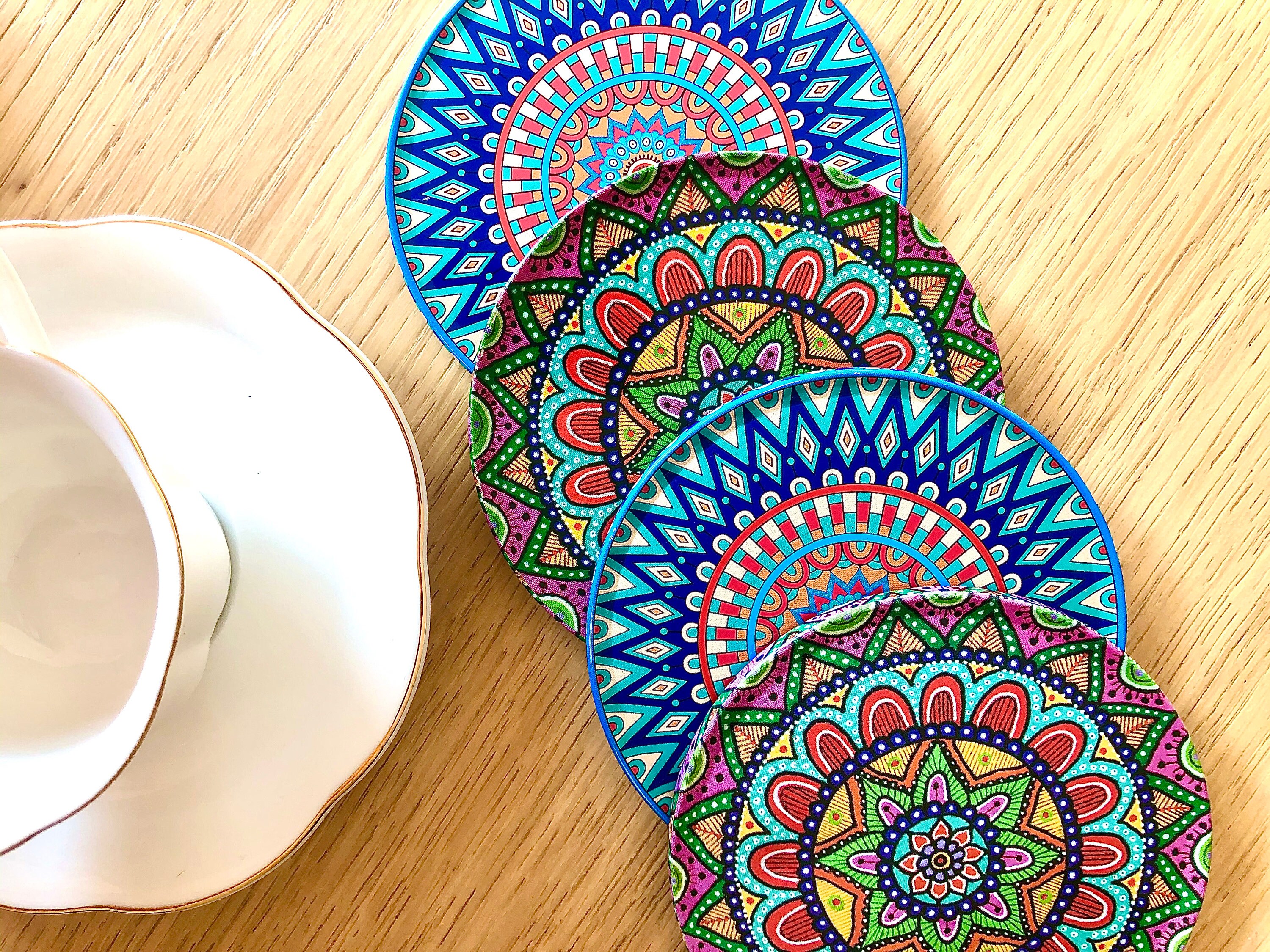 Ensemble 4 Dessous de Verre Mandala/Méditerranéen/Turkish/Cadeau-Set Of 6 Coasters/Gift For Her/Gift