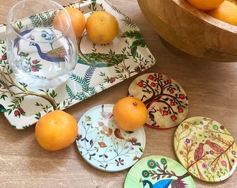 Ensemble 4 sous verres et 1 plateau assorti en métal, cadeau pendaison de crémaillère, cadeau de Noël, cadeau pour elle, home gift,coffret