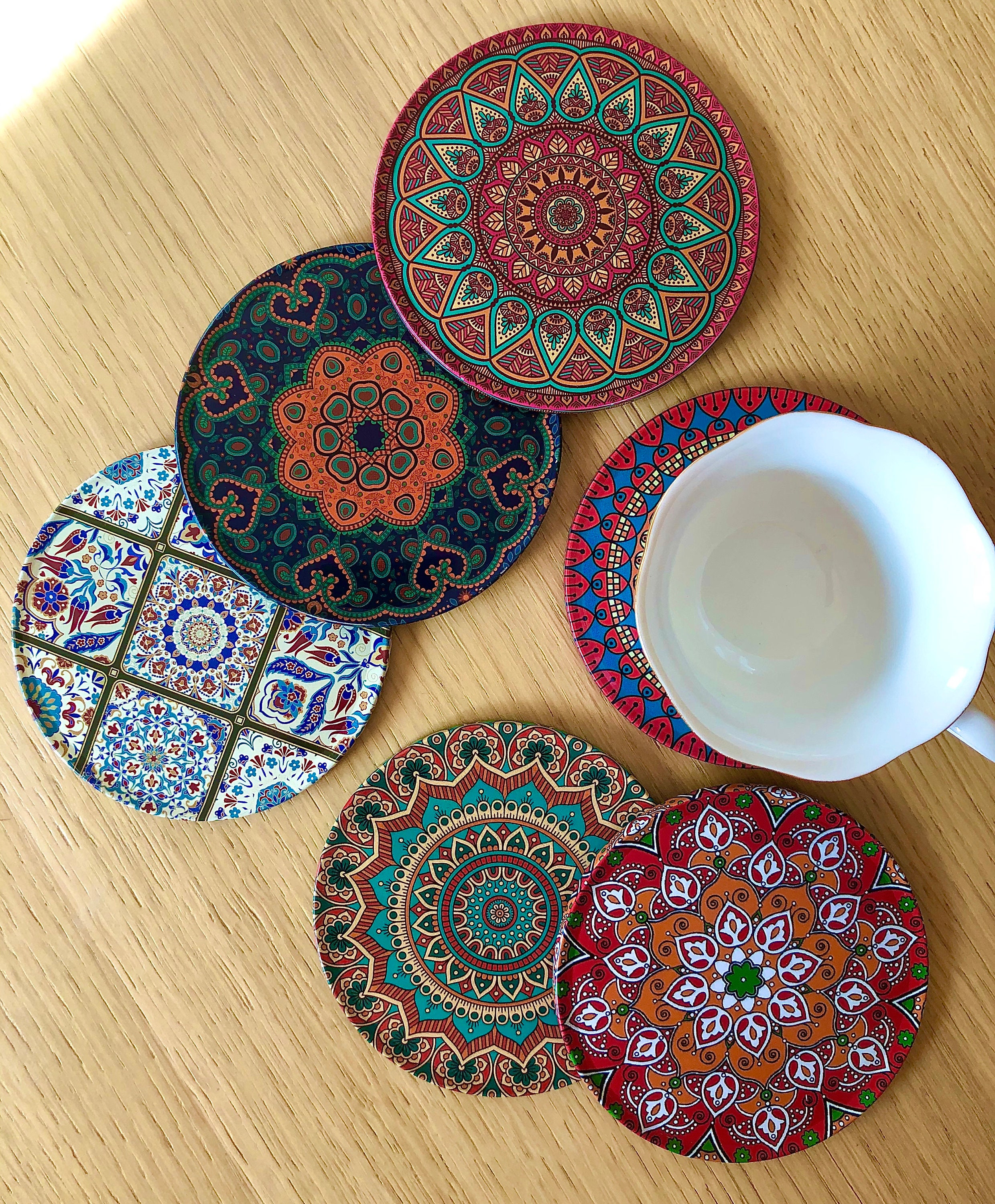 Ensemble 6 Dessous de Verre/Méditerranéen/Mandala/Persan/Orient/Idée Cadeau - Set Of Coaster/Gift Se