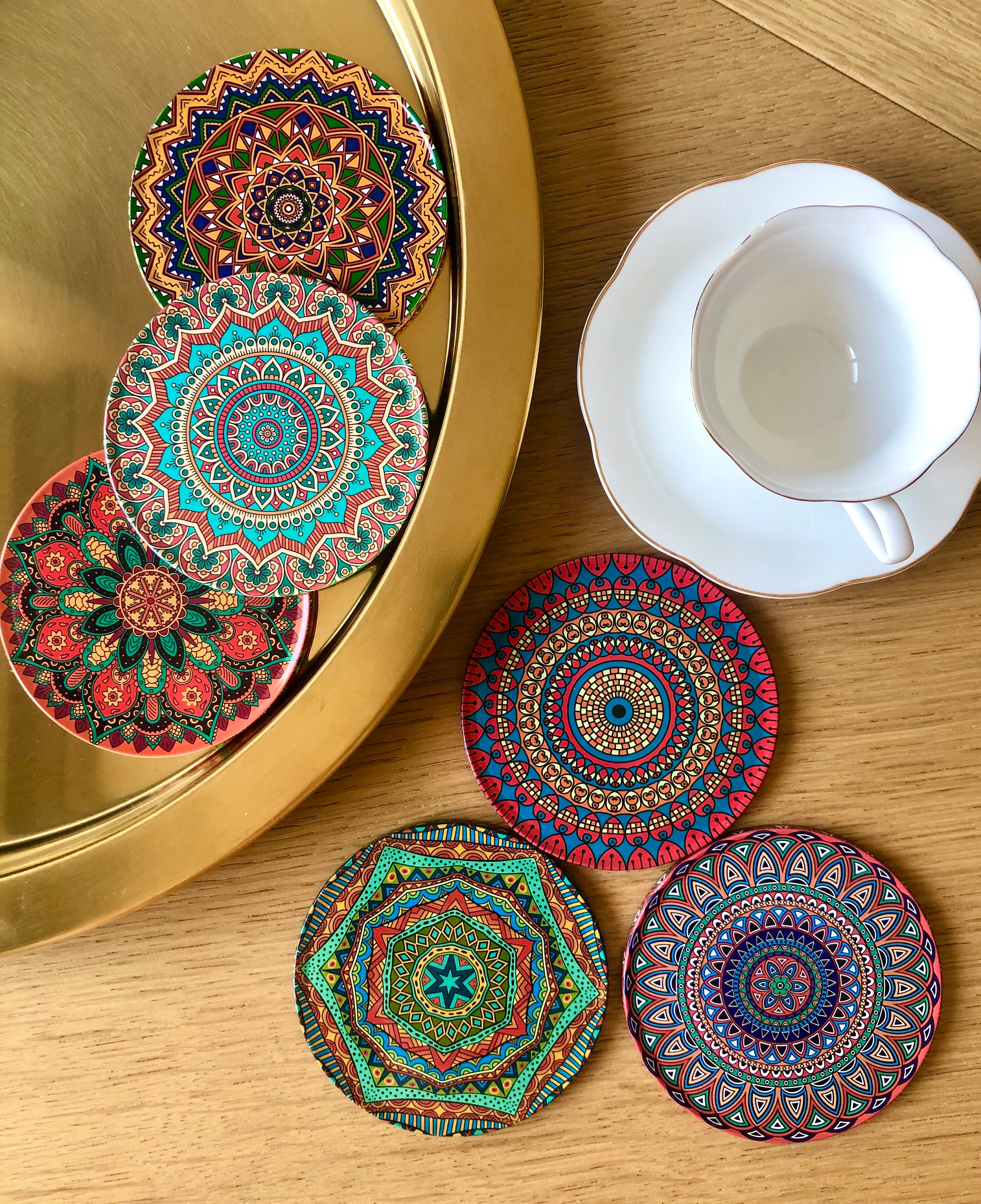 Ensemble 6 Dessous de Verre Mandala/Méditerranéen/Turkish/Cadeau-Set Of Coasters/Gift For Her/Gift B