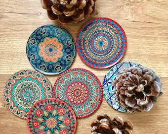 Ensemble 6 dessous de verre/méditerranéen/mandala/persan/cadeau-Set of 6 coasters/turkish/orient/gift for her/ Cadeau de Noël/Christmas