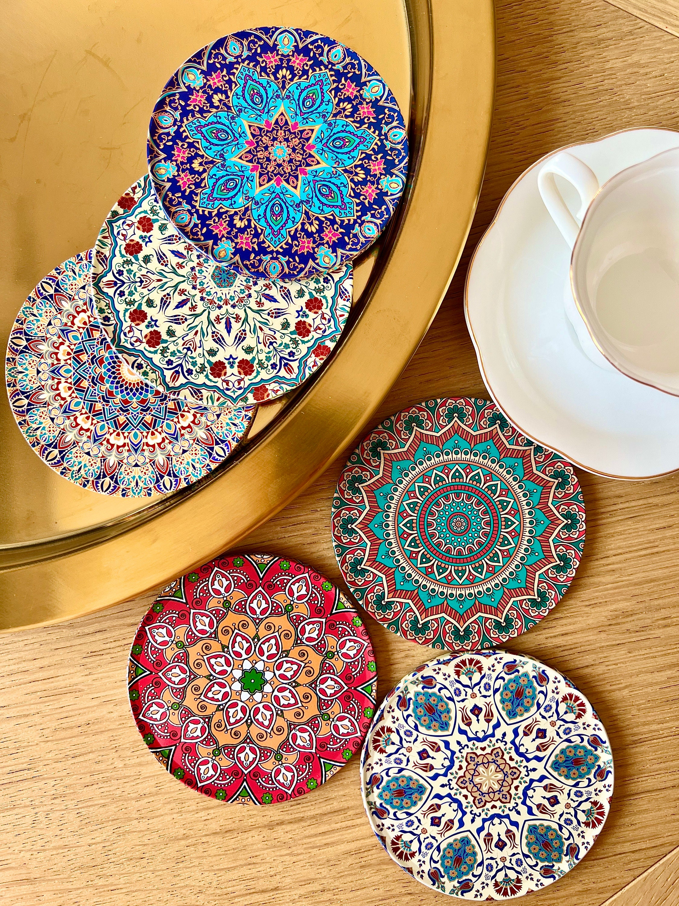 Ensemble 6 Dessous de Verre Mandala/Méditerranéen/Turkish/Cadeau-Set Of Coasters/Gift For Her/Gift B