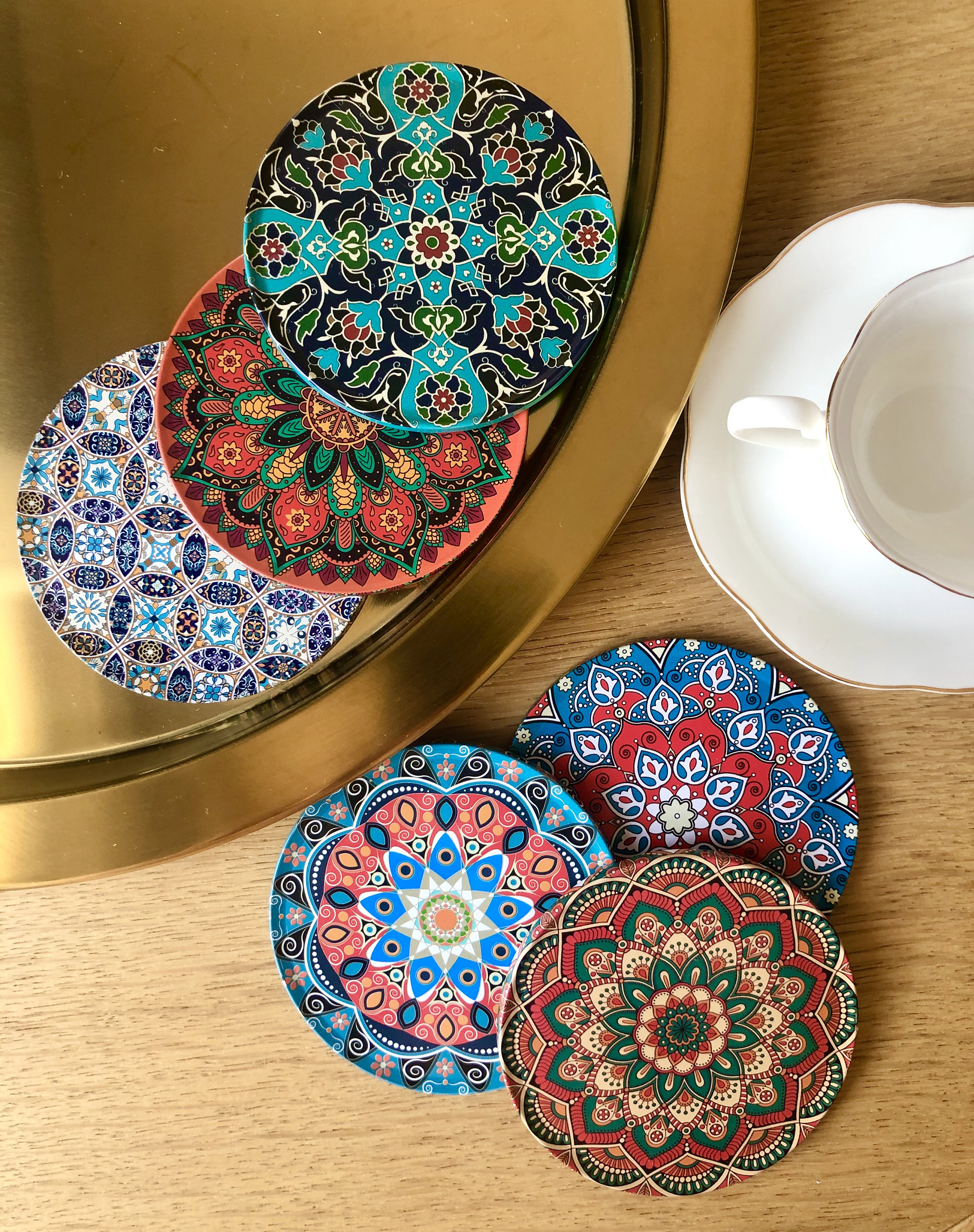 Ensemble 6 Dessous de Verre Mandala/Méditerranéen/Turkish/Cadeau-Set Of Coasters/Gift For Her/Gift B