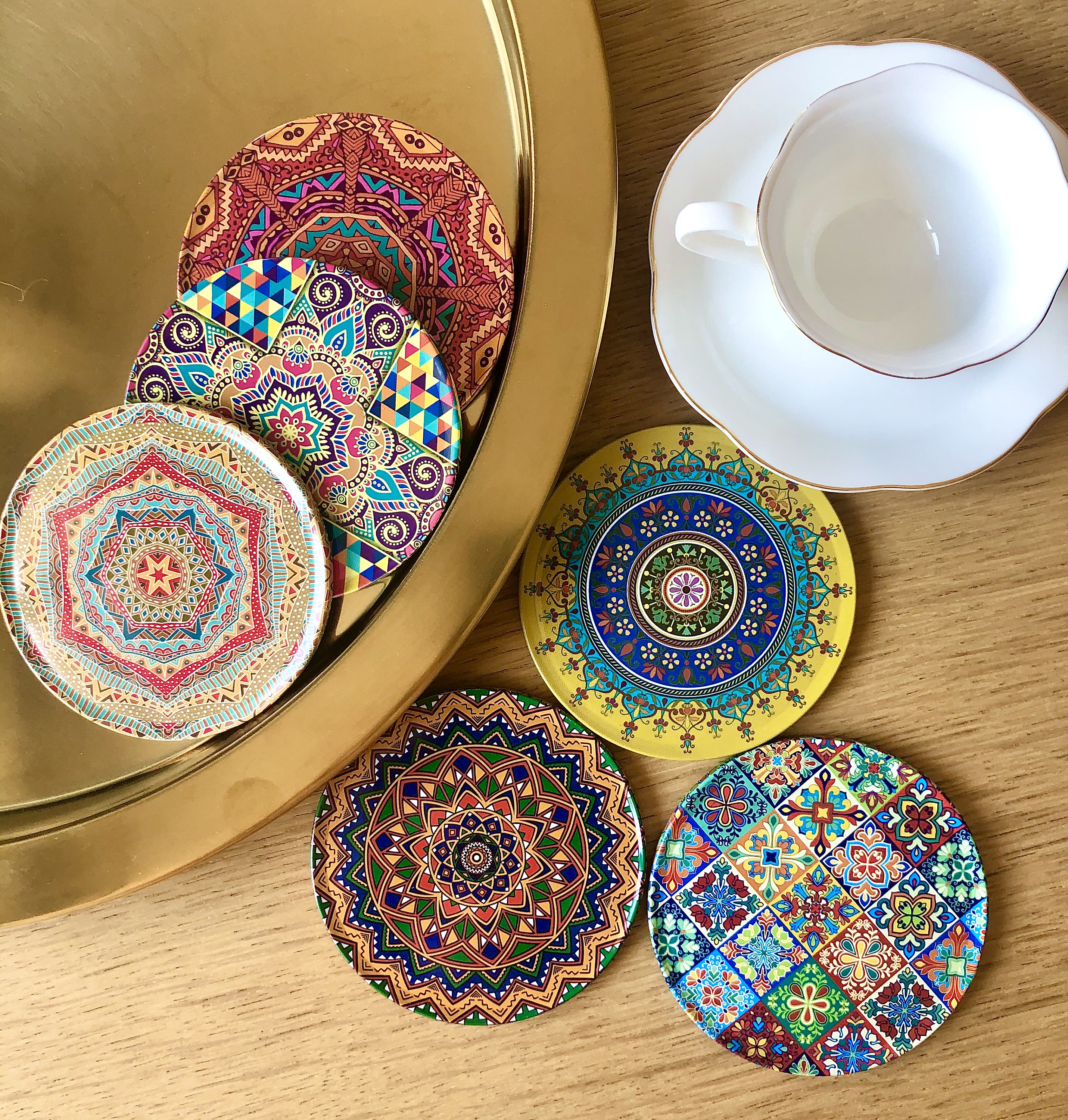 Ensemble 6 Dessous de Verre Mandala/Méditerranéen/Turkish/Cadeau-Set Of Coasters/Gift For Her/Gift B