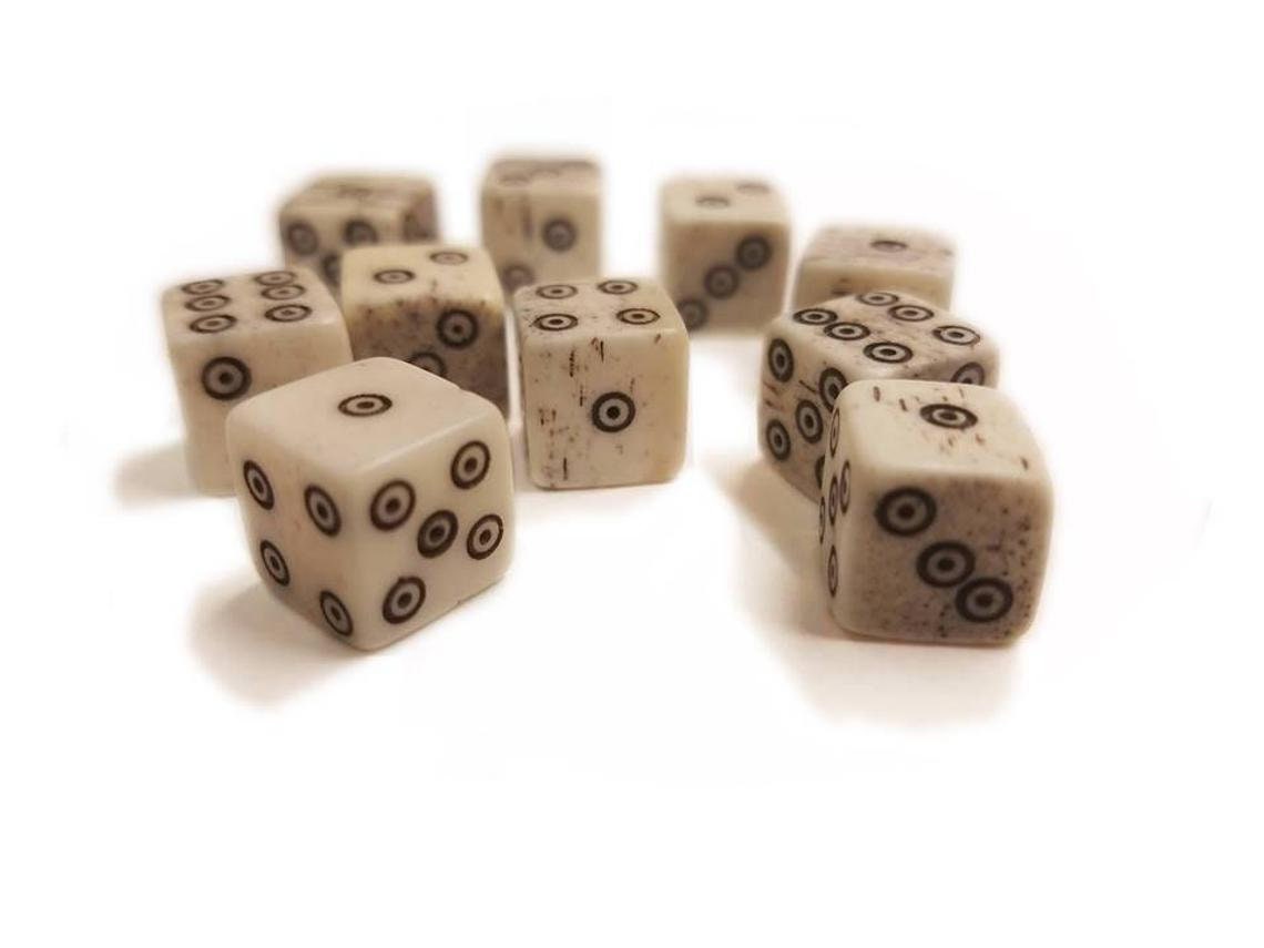 Buffalo Bone Dice 10mm (Viking/Medieval Rolling Bones)