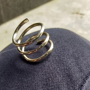 Sterling Silver Spiral Wire Ring: Adjustable Handmade Jewelry