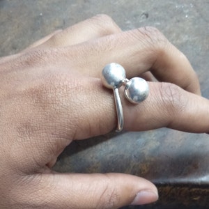 Sterling Silver Double Ball Ring: Minimalist 925 Jewelry