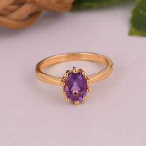 Handgemachter 925 Sterling Silber Amethyst Edelstein Ring