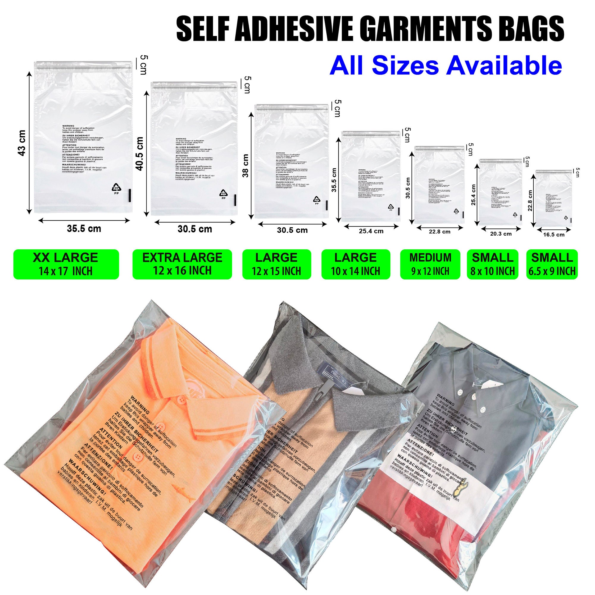 Tshirt Bags Clear Self Adhesive Seal Plastic Bags Transparent