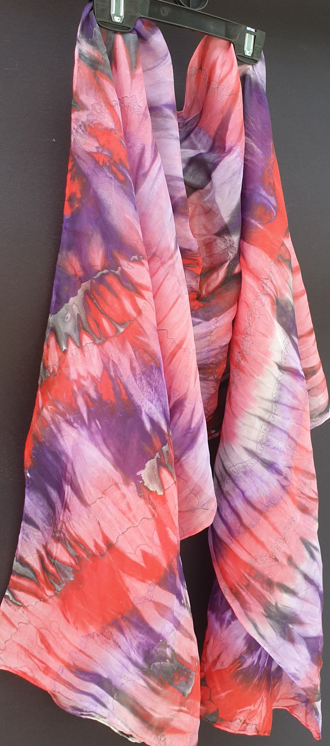 Écharpe de soie en rouge et pourpre pongue 5 soie env. 45 x Etsy France