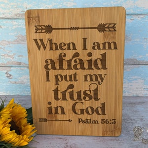 Psalm 56:3 Trust God Christian Bible Quote Plaque Decor Home Church Worship Confirmation Housewarming Gift