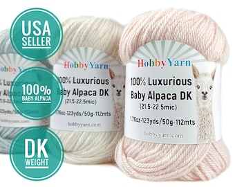  Pure Alpaca Wool Yarn Drops Alpaca, 59 Colors, in 1.8 oz Balls  - 183 yds per Ball (1101 White)